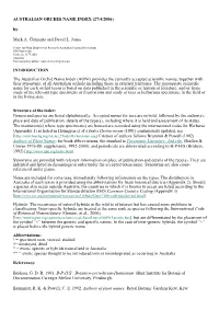 AUSTRALIAN ORCHID NAME INDEX (27/4/2006) by Mark A. Clements