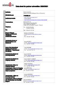 Data Sheet for Partner Universities 2020/2021