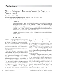 Effects of Environmental Estrogens on Reproductive Parameters in Domestic Animals Review Articles
