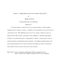 FEMINA – a PRESCRIPTION for the FEMINIST MOVEMENT By