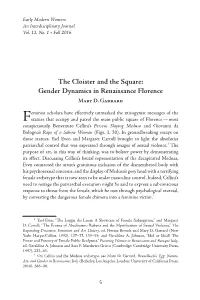 Gender Dynamics in Renaissance Florence Mary D