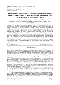 Infrastructural, Institutional and Human Capacity Requirements for the E-Wallet System of Input Distribution in Okpokwu Local Government Area, Benue State, Nigeria