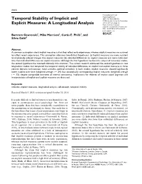 Temporal Stability of Implicit and Explicit Measures