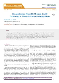 The Application Wearable Thermal Textile Technology in Thermal-Protection Applications