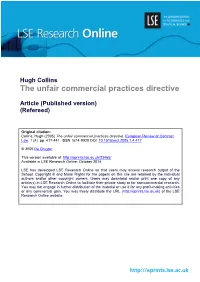 The Unfair Commercial Practices Directive