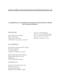 A Morphology of Medieval Notations in the Optical Neume Recognition Project