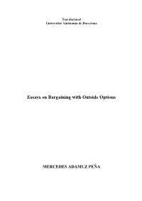Essays on Bargaining with Outside Options