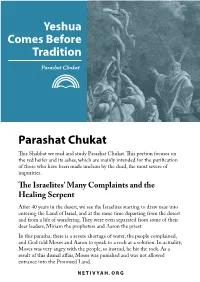 Parashat Chukat I Would Like to Tell a Brief Story