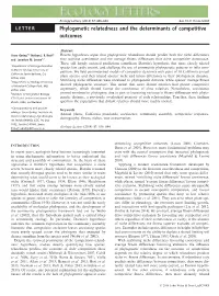 Phylogenetic Relatedness and the Determinants of Competitive Outcomes