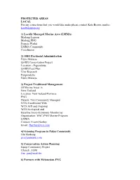 PROTECTED AREAS LOCAL for Any Corrections That You Would Like Make Please Contact Kate Brown, Mailto: Kateb@Sprep.Org