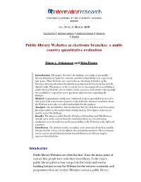 Public Library Websites As Electronic Branches: a Multi- Country Quantitative Evaluation