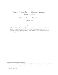 Reserve Prices in Internet Advertising Auctions: a Field Experiment∗