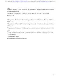 1 Title: Networks of Splice Factor Regulation by Unproductive