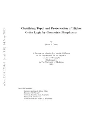 Classifying Topoi and Preservation of Higher Order Logic by Geometric