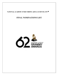 Final Nominations List