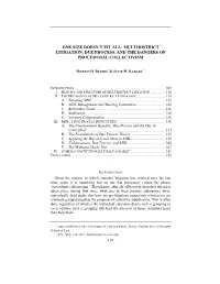 One Size Doesn't Fit All: Multidistrict Litigation, Due Process, and The