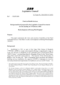 Paper on Redevelopment of Kwong Wah Hospital Prepared By