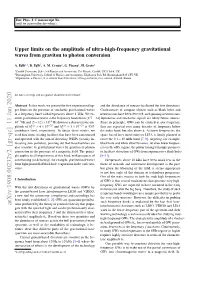 Upper Limits on the Amplitude of Ultra-High-Frequency Gravitational Waves from Graviton to Photon Conversion