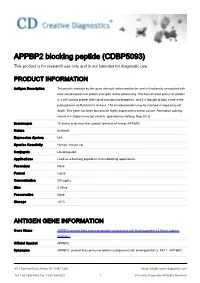 APPBP2 Blocking Peptide (CDBP5093) This Product Is for Research Use Only and Is Not Intended for Diagnostic Use