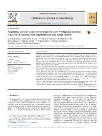 Azilsartan, but Not Candesartan Improves Left Ventricular Diastolic Function in Patients with Hypertension and Heart Failure*