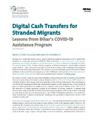 Digital Cash Transfers for Stranded Migrants Lessons from Bihar’S COVID-19 Assistance Program Anit Mukherjee