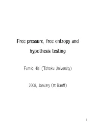Free Pressure, Free Entropy and Hypothesis Testing