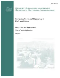 Immersion Cooling of Electronics in Dod Installations
