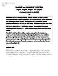 Hydromorphone Hydrochloride) C-II