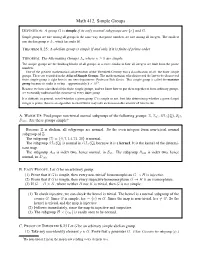 Math 412. Simple Groups