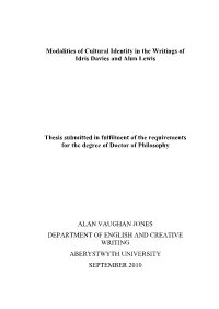 Modalities of Cultural Identity in the Writings of Idris Davies and Alun Lewis