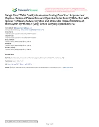 Physico-Chemical Parameters and Cyanobacterial Toxicity Detectio