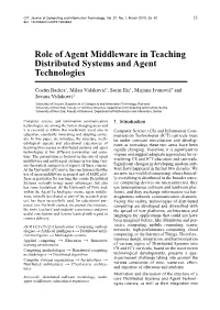 Role of Agent Middleware in Teaching Distributed Systems and Agent Technologies