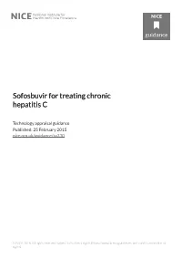 Sofosbuvir for Treating Chronic Hepatitis Hepatitis C