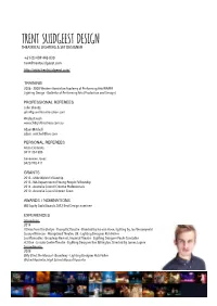 Trent Suidgeest Design Theatrical Lighting & Set Designer