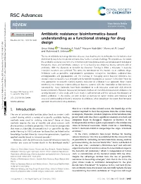 Antibiotic Resistance: Bioinformatics-Based Understanding As a Functional Strategy for Drug Cite This: RSC Adv., 2020, 10, 18451 Design