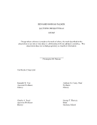 Benjamin Morgan Palmer: Southern Presbyterian Divine