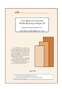 Case Study of Community Health Financing in Region XI