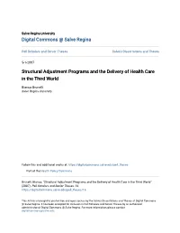 Structural Adjustment Programs and the Delivery of Health Care in the Third World