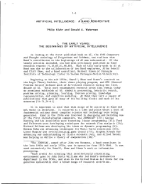 Early Years: the Beginnings of Artificial Intelligence