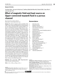 Effect of Magnetic Field and Heat Source on Upper-Convected-Maxwell Fluid in a Porous Channel
