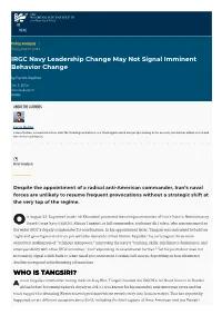 IRGC Navy Leadership Change May Not Signal Imminent Behavior Change | the Washington Institute