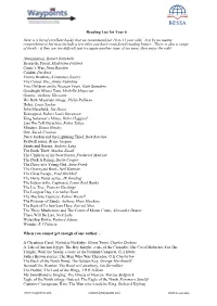 Reading List for Year 6