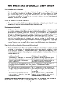 The Massacre of Karbala Fact Sheet