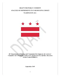 DRAFT for PUBLIC COMMENT ANALYSIS of IMPEDIMENTS to FAIR HOUSING CHOICE WASHINGTON, D.C. DC Department of Housing and Community