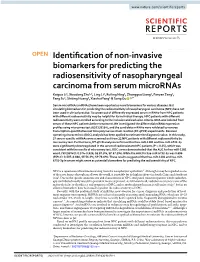 Identification of Non-Invasive Biomarkers for Predicting The
