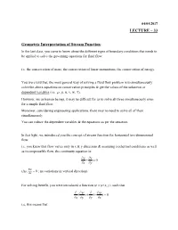 LECTURE – 33 Geometric Interpretation of Stream Function