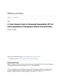 RPC 8.4 and the Appearance of Impropriety in Retainer Fees and Politics