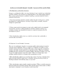 Scientific Consensus in Policy and the Media