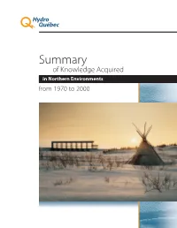 Summary of Knowledge Acquired in Northern Environments from 1970 to 2000 Summary of Knowledge Acquired in Northern Environments from 1970 to 2000