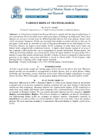Various Display Technologiess